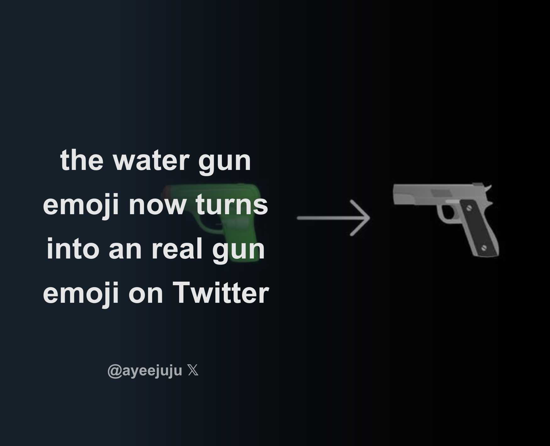 the water gun emoji now turns into an real gun emoji on Twitter